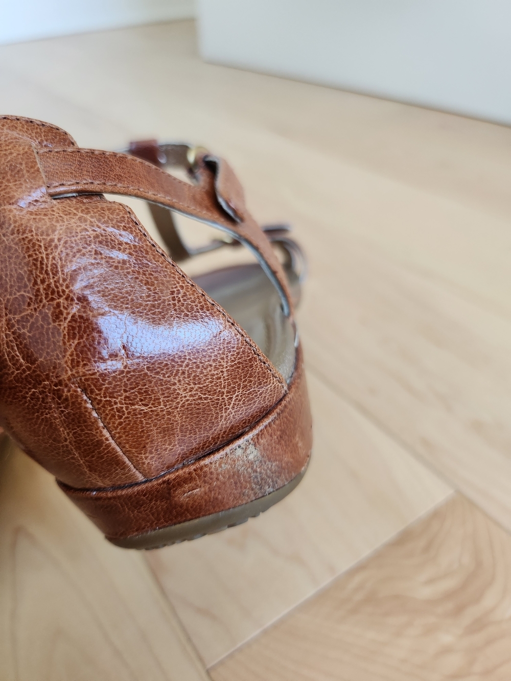 ECCO Brown Leather T-Strap Women's Sandals Size 37 - Picture 8 of 10